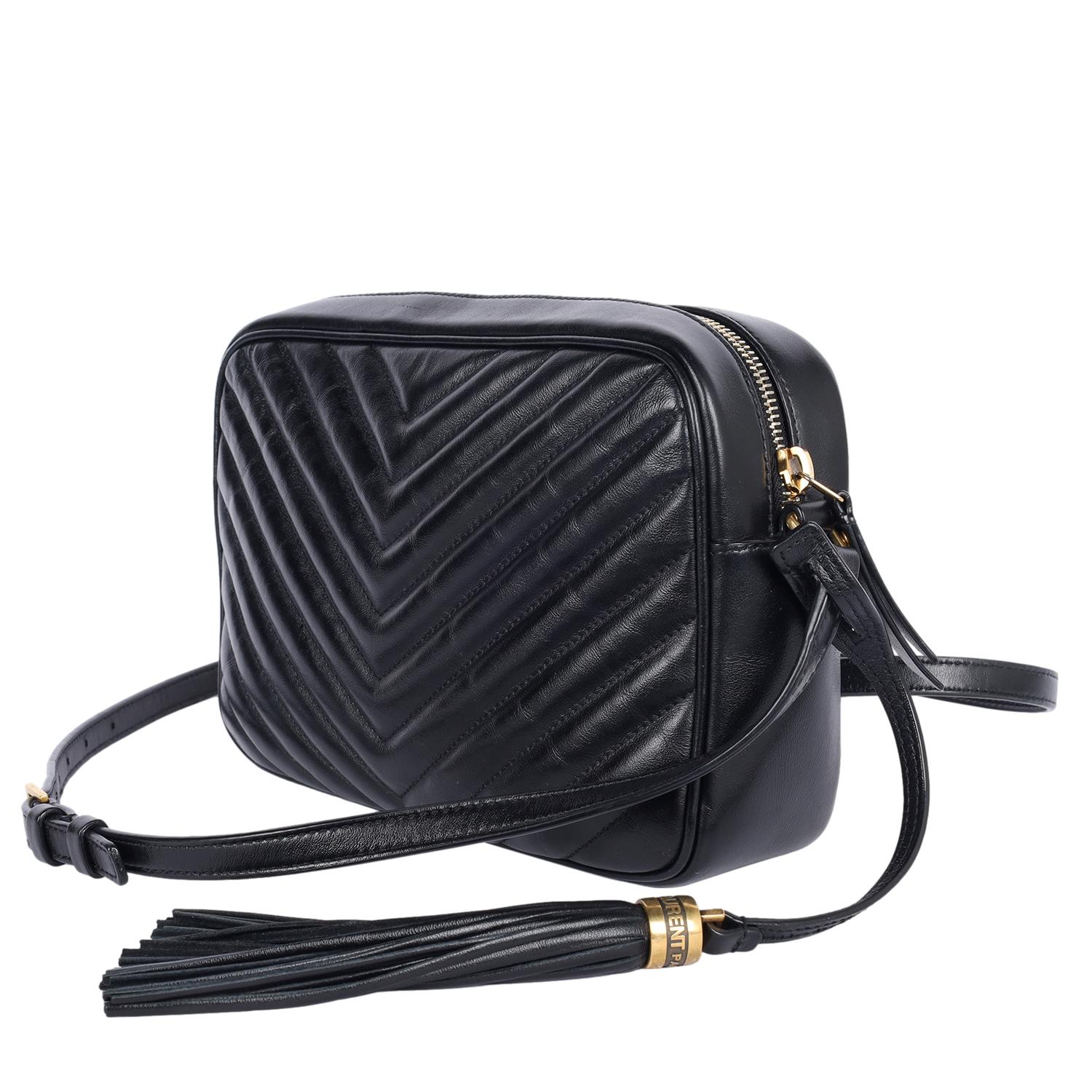Saint Laurent Borsa a tracolla Lou in pelle trapuntata nera in vendita 5