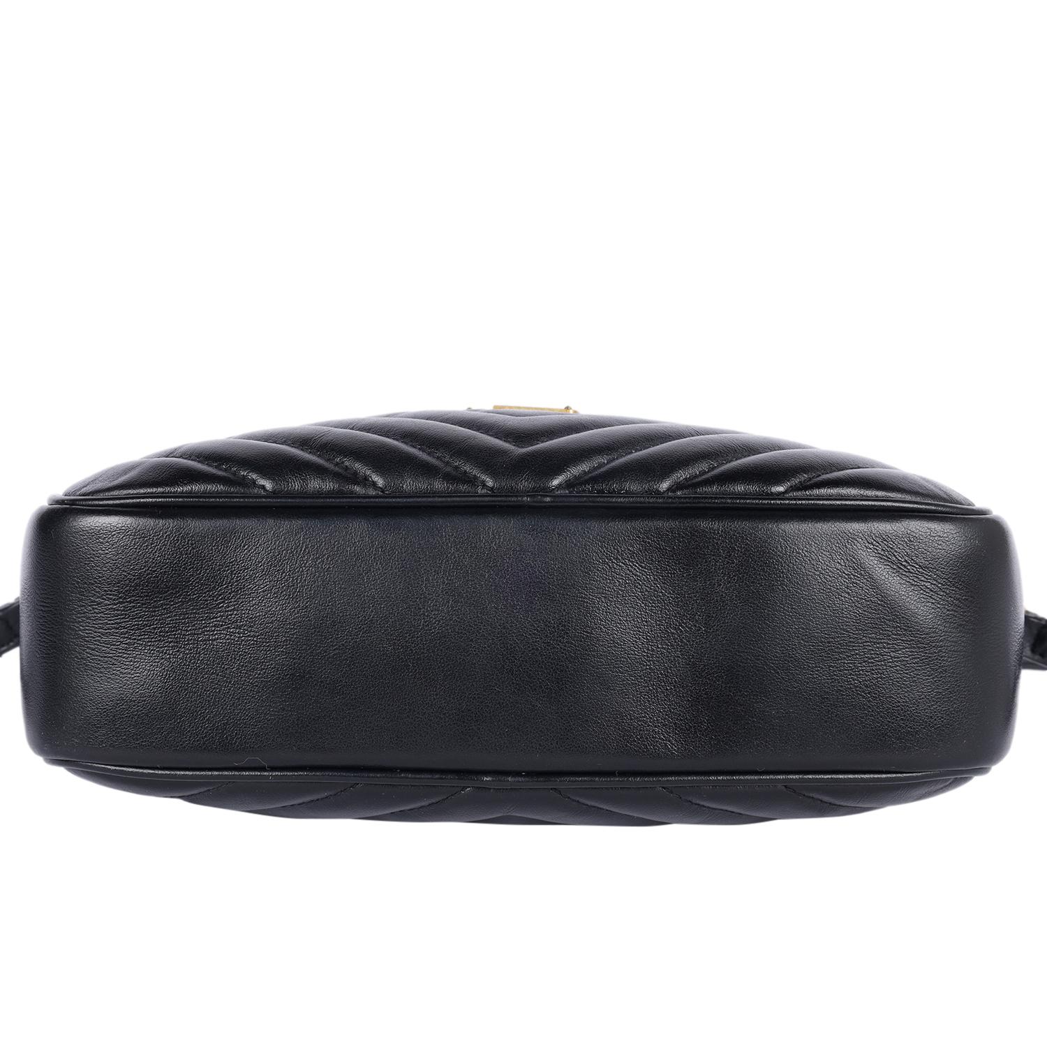 Saint Laurent Borsa a tracolla Lou in pelle trapuntata nera in vendita 6