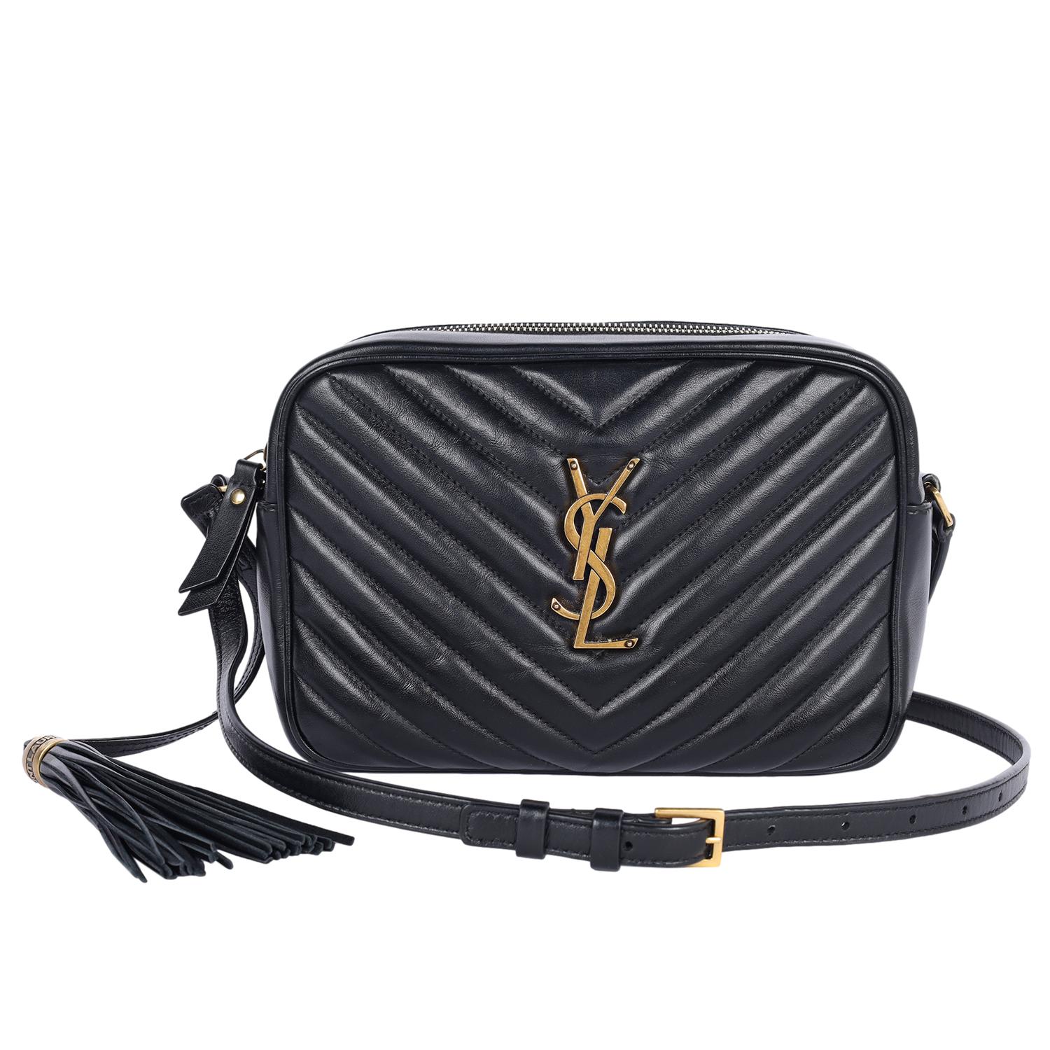 Nero Saint Laurent Borsa a tracolla Lou in pelle trapuntata nera in vendita