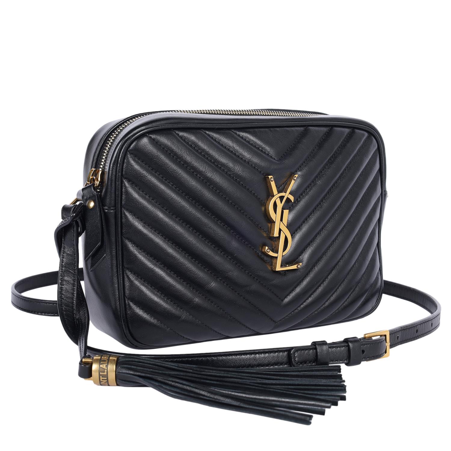 Donna Saint Laurent Borsa a tracolla Lou in pelle trapuntata nera in vendita