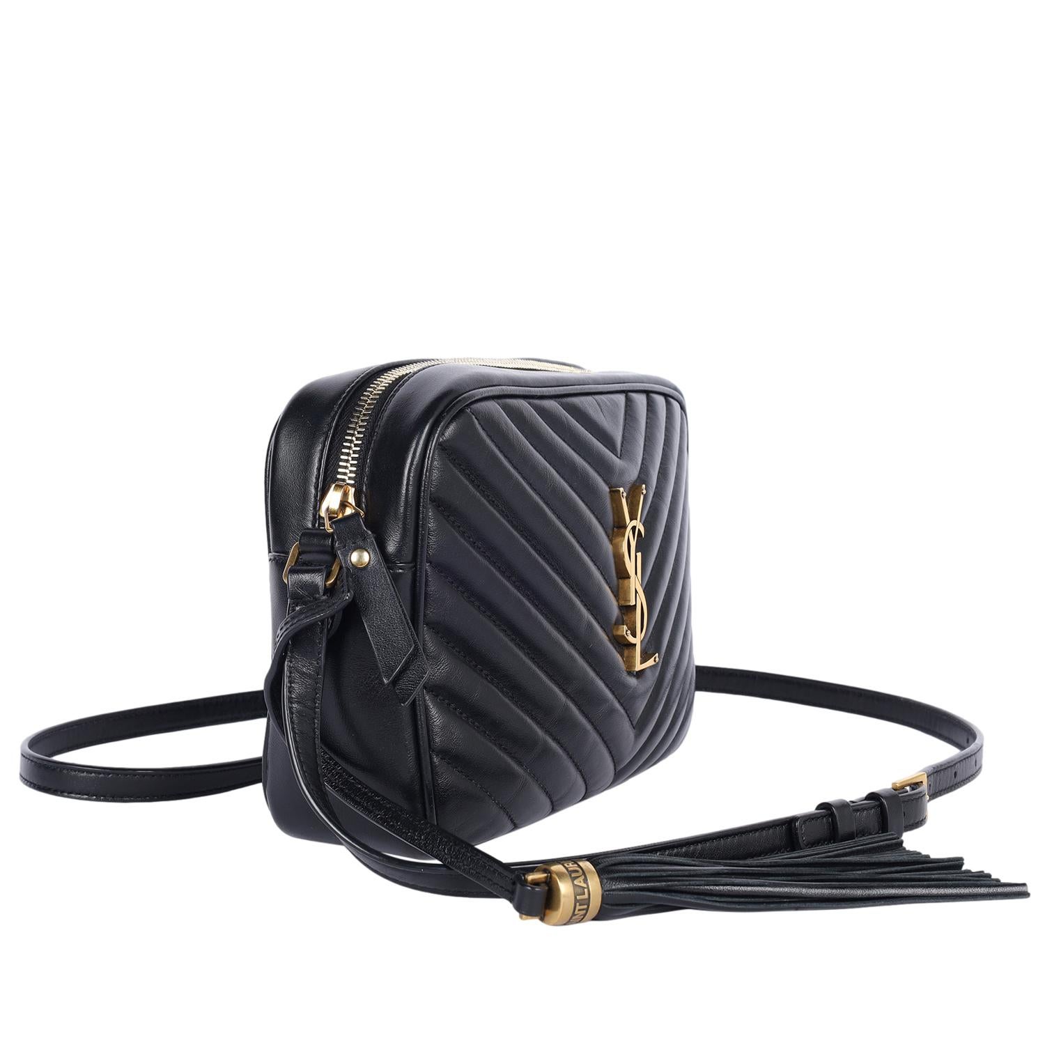 Saint Laurent Borsa a tracolla Lou in pelle trapuntata nera in vendita 1