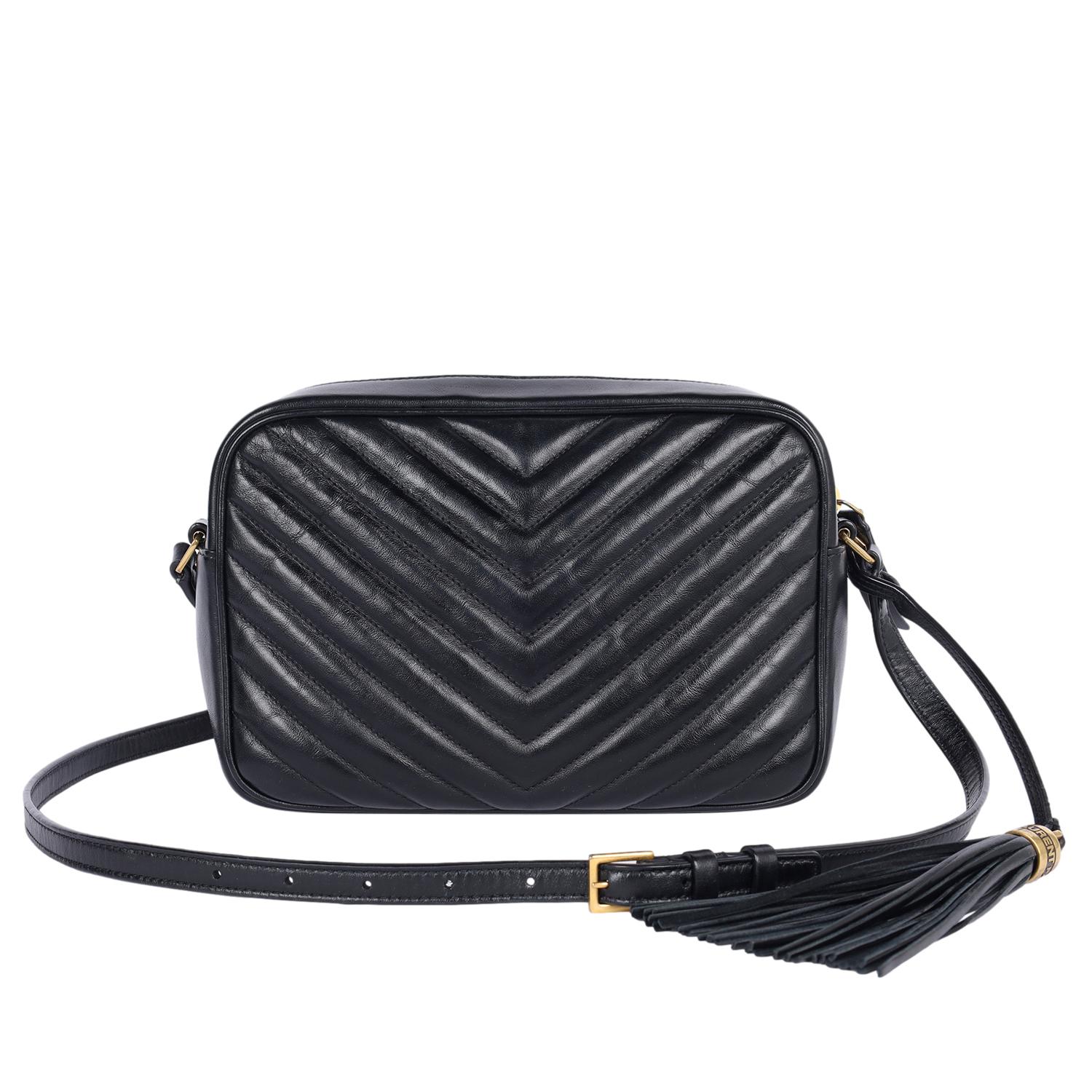 Saint Laurent Borsa a tracolla Lou in pelle trapuntata nera in vendita 3