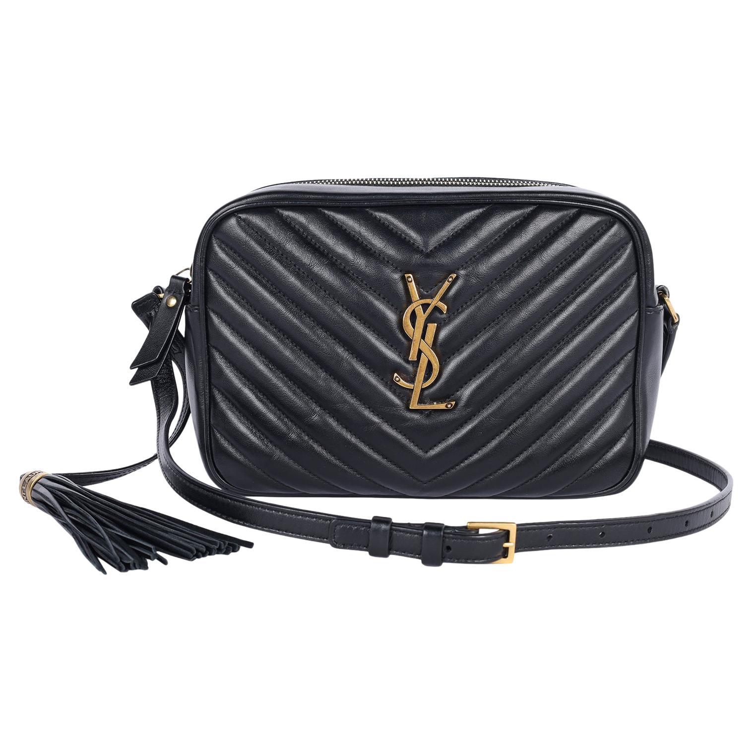 Saint Laurent Borsa a tracolla Lou in pelle trapuntata nera in vendita