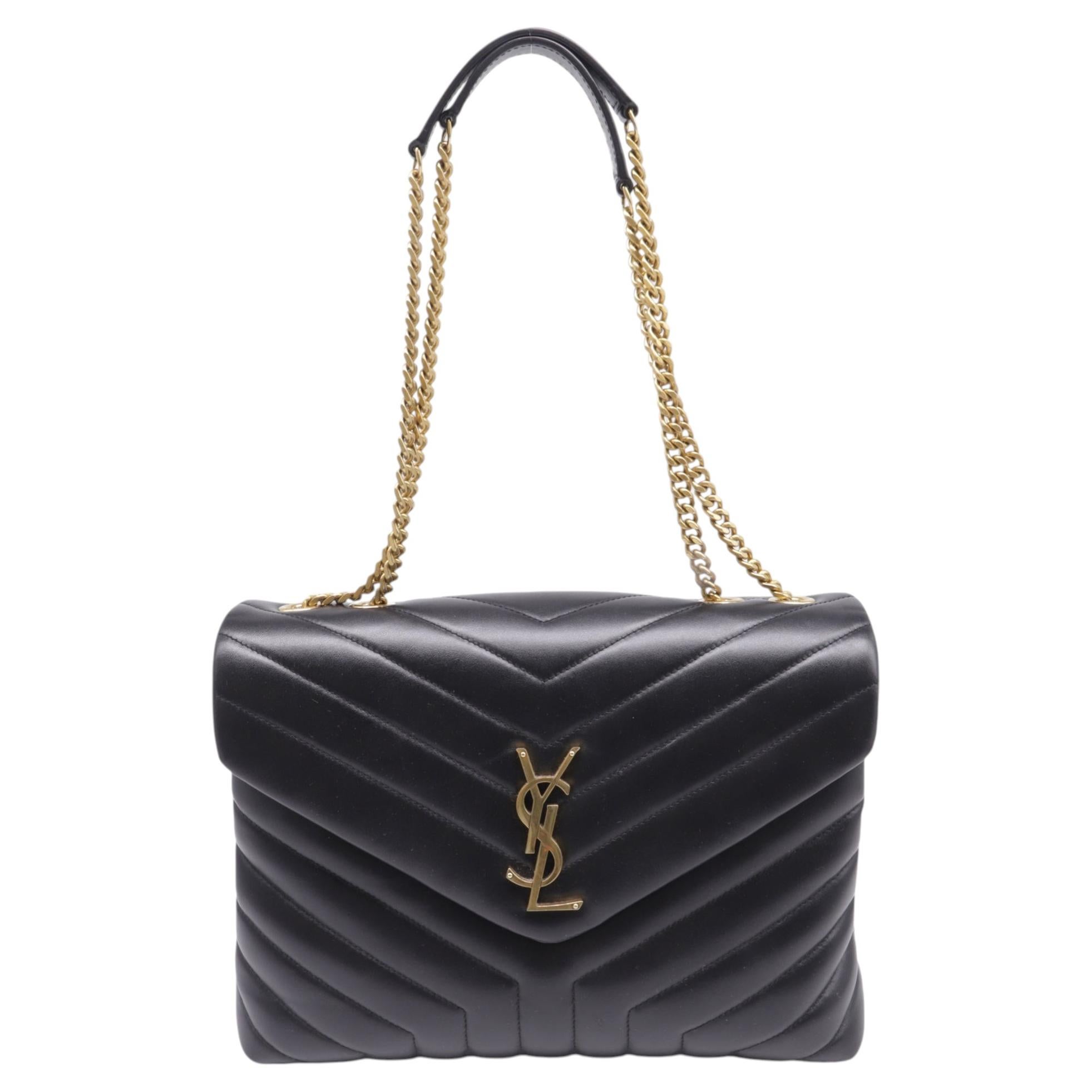 Borsa LouLou media trapuntata di Saint Laurent in pelle nera