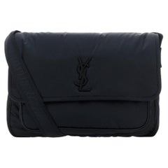 Saint Laurent Quilted Nylon Crossbody Bag — Black