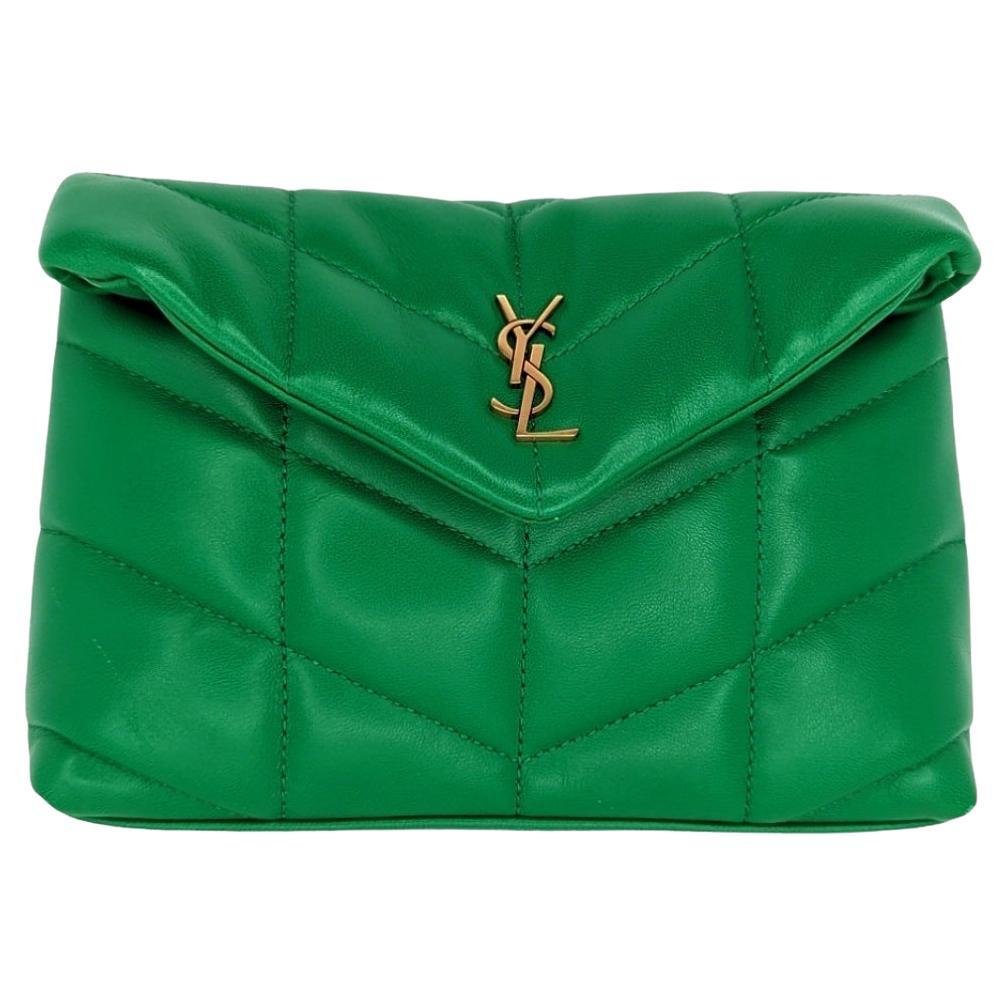 Saint Laurent YSL Black Uptown Leather Clutch Pochette For Sale at 1stDibs