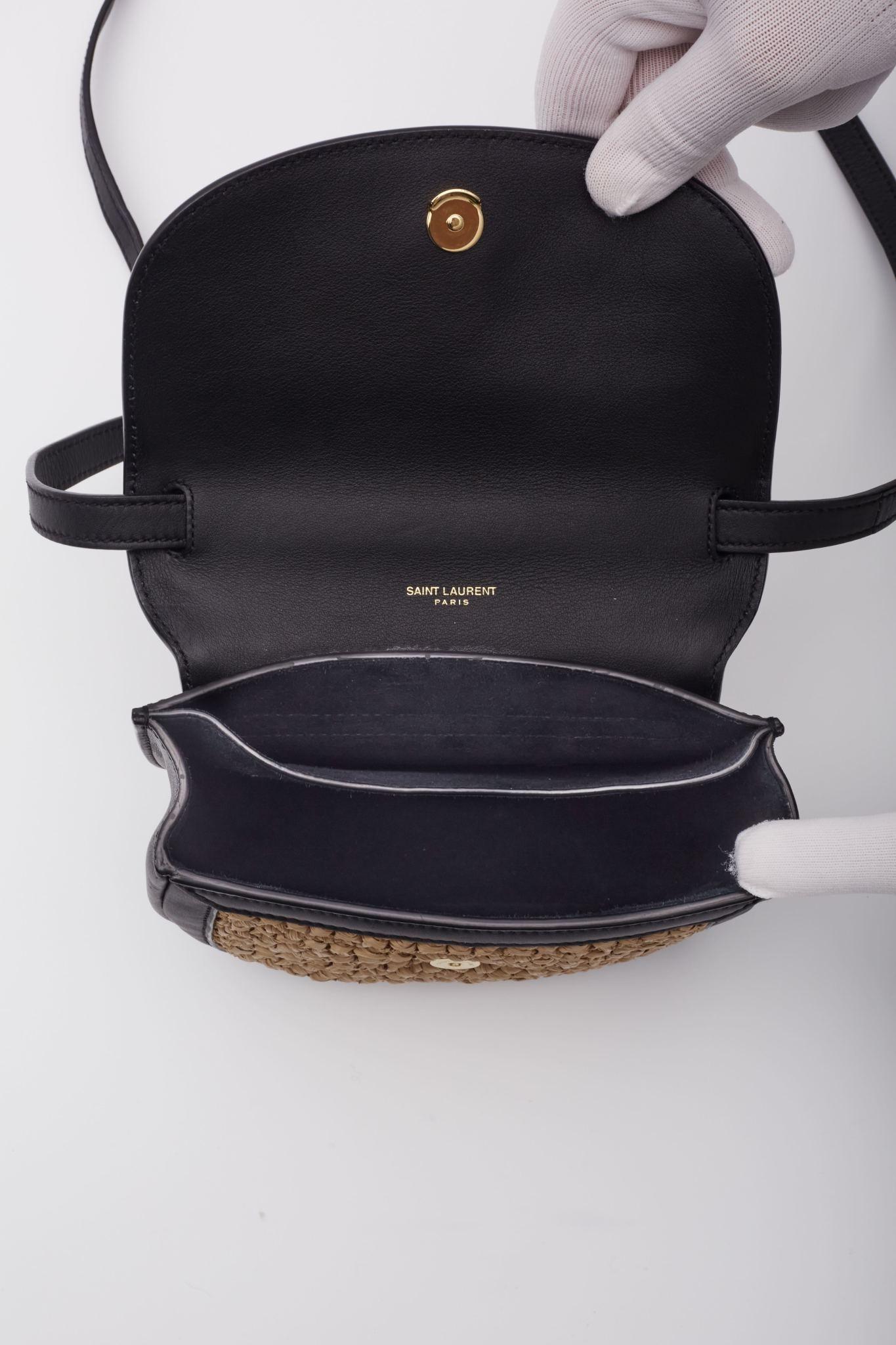 Saint Laurent Raffia Leather Kaia Shoulder Bag Beige For Sale 6