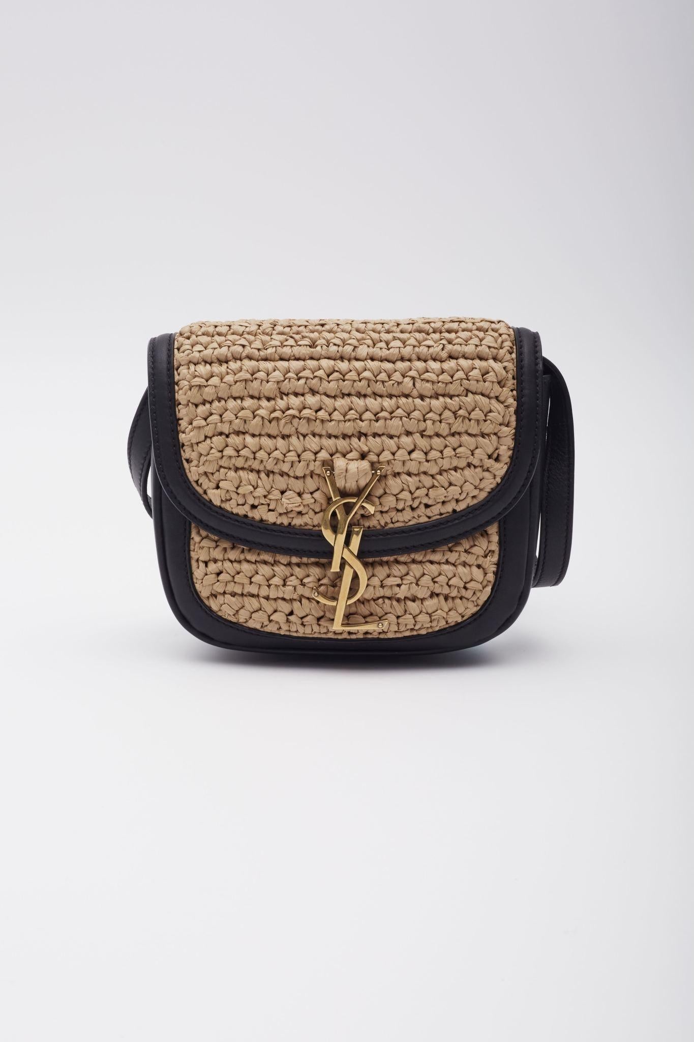 Women's Saint Laurent Raffia Leather Kaia Shoulder Bag Beige For Sale