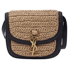 Saint Laurent Raffia Leather Kaia Shoulder Bag Beige