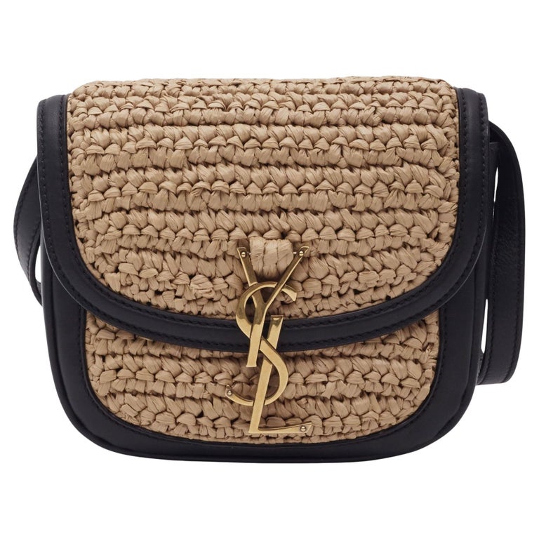 Saint Laurent Bolso Kaia de piel de rafia Beige