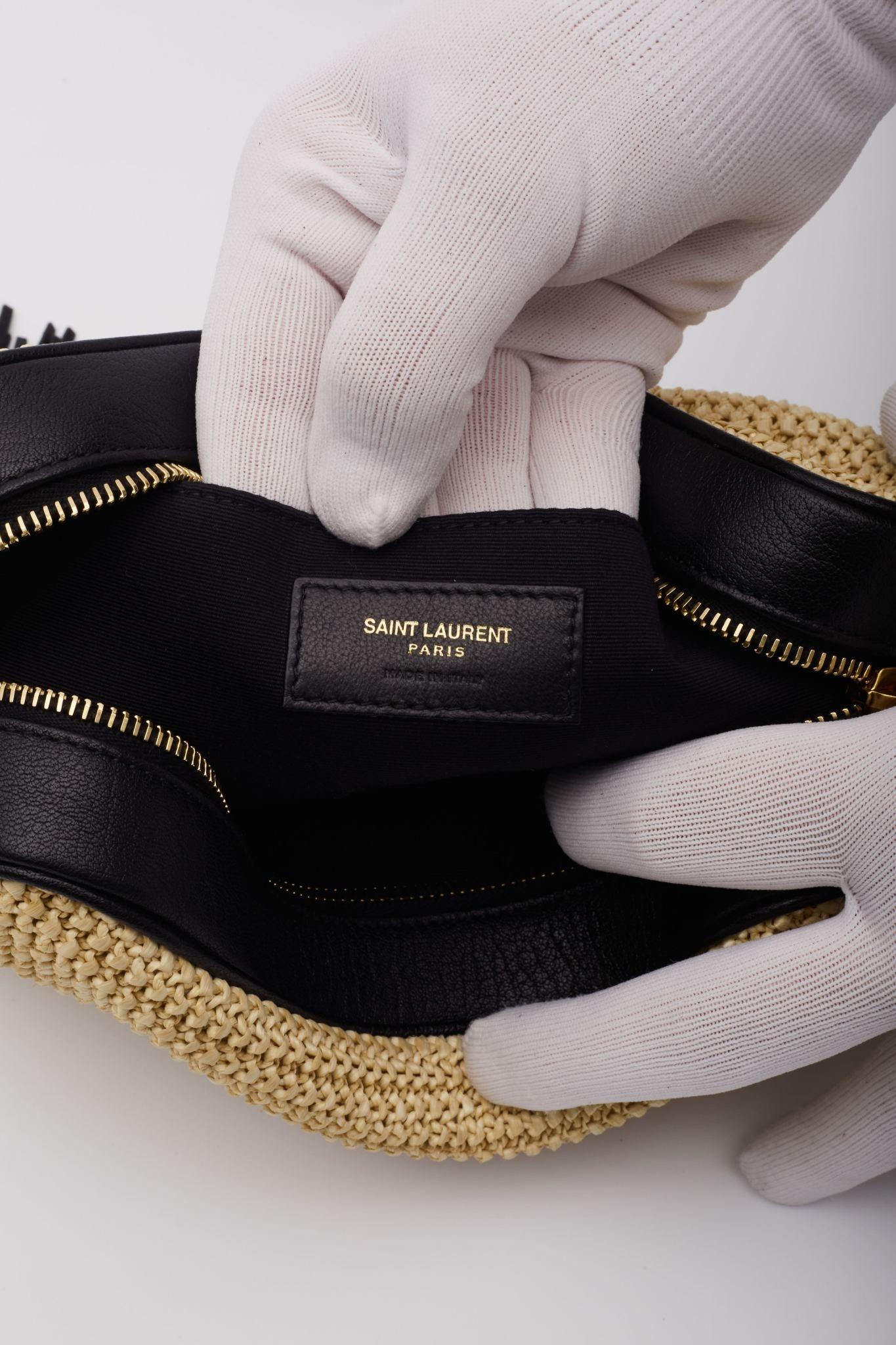 Saint Laurent Raffia Monogram Lou Camera Bag Beige 6