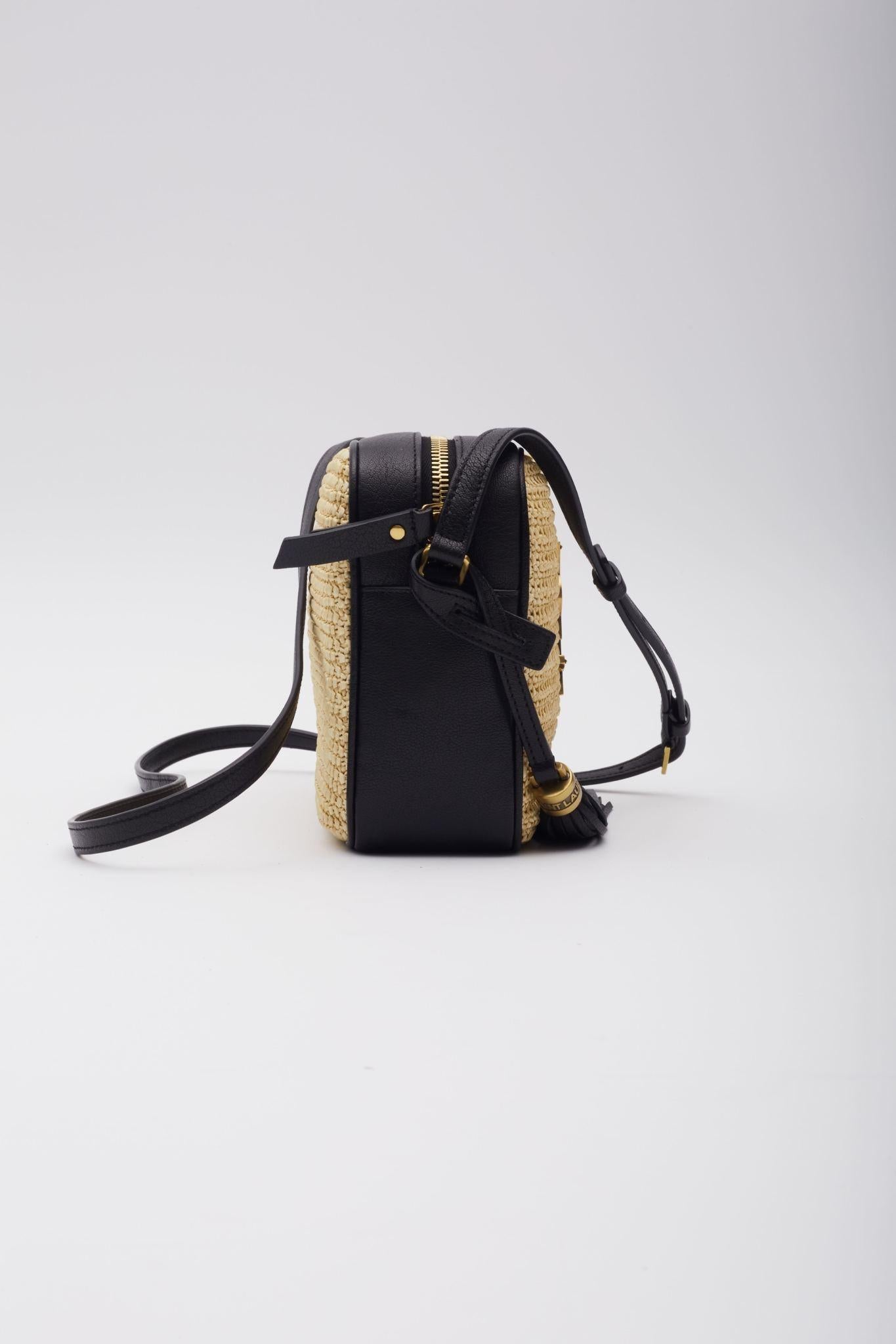 Saint Laurent Raffia Monogram Lou Camera Bag Beige 1