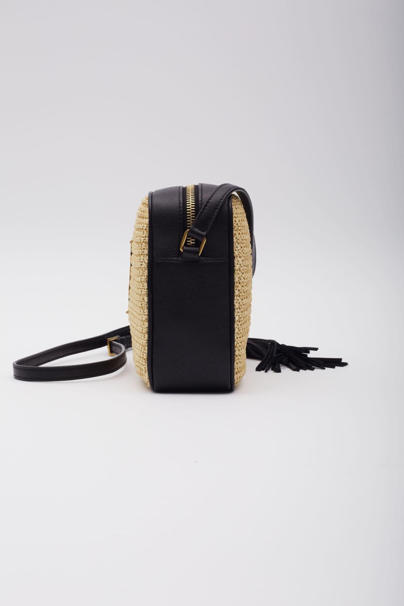 Saint Laurent Raffia Monogram Lou Camera Bag Beige 2