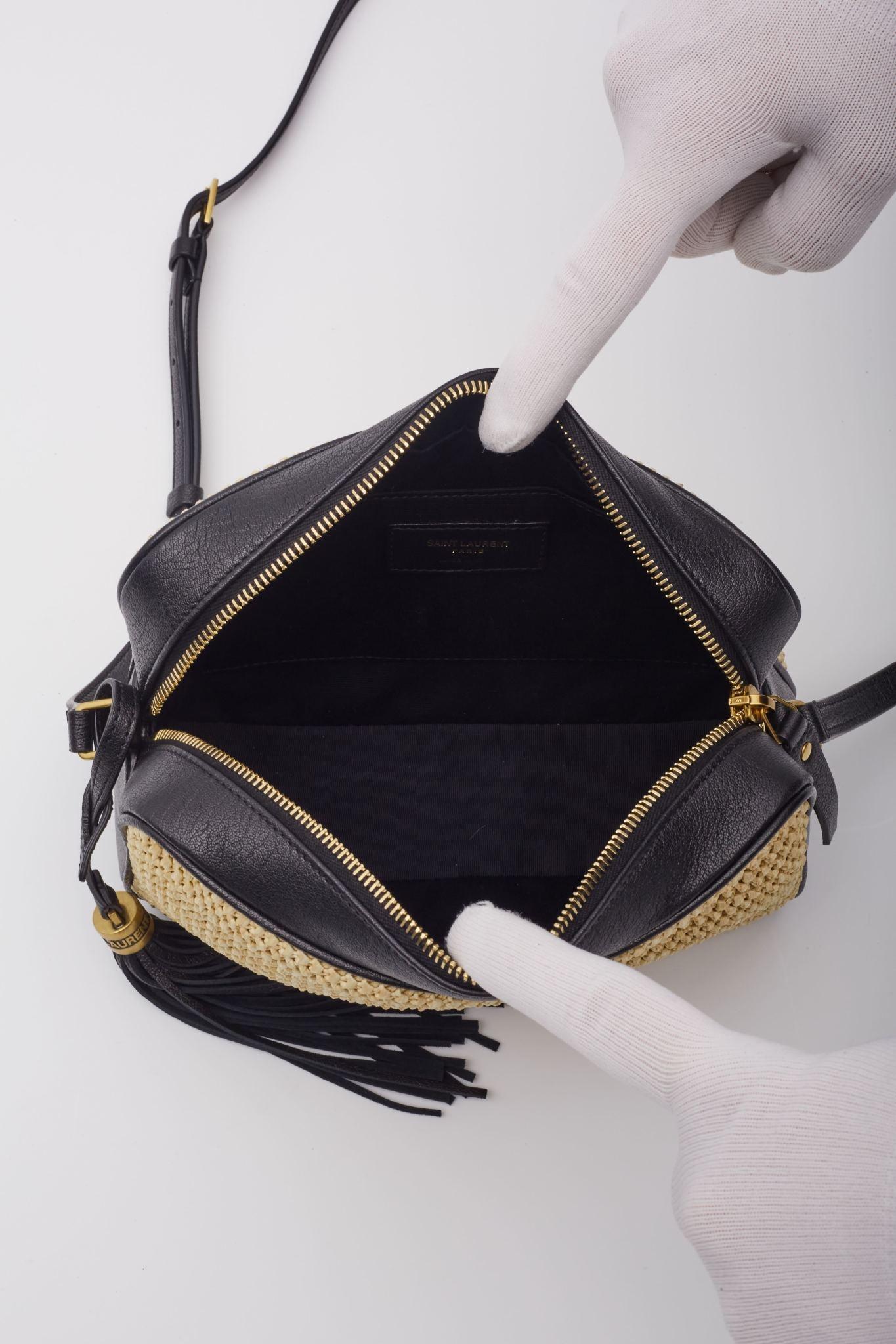 Saint Laurent Raffia Monogram Lou Camera Bag Beige 5