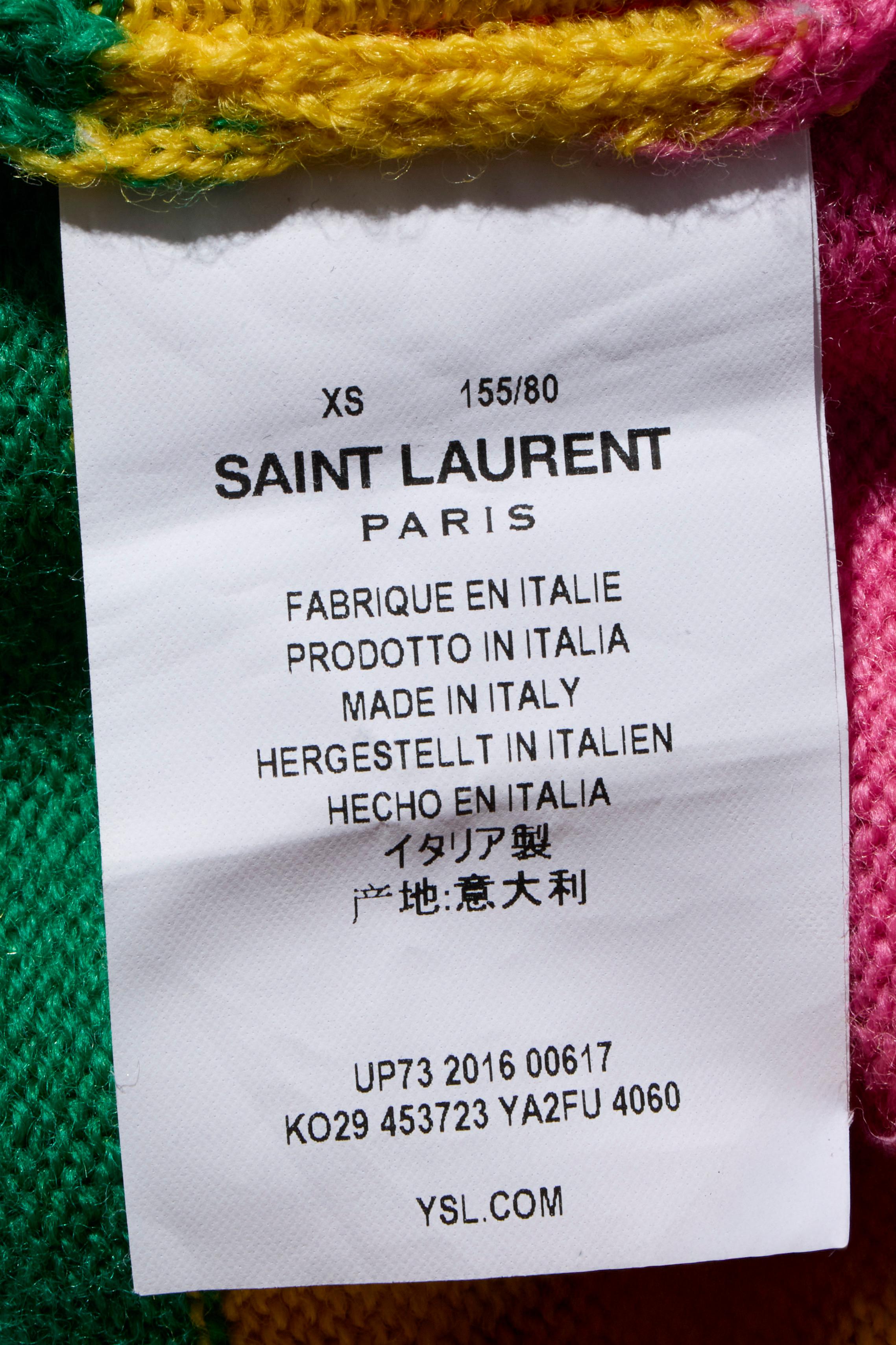 Saint Laurent Rainbow Stripe Wool Sweater 2016 Collection Size XS For Sale 4