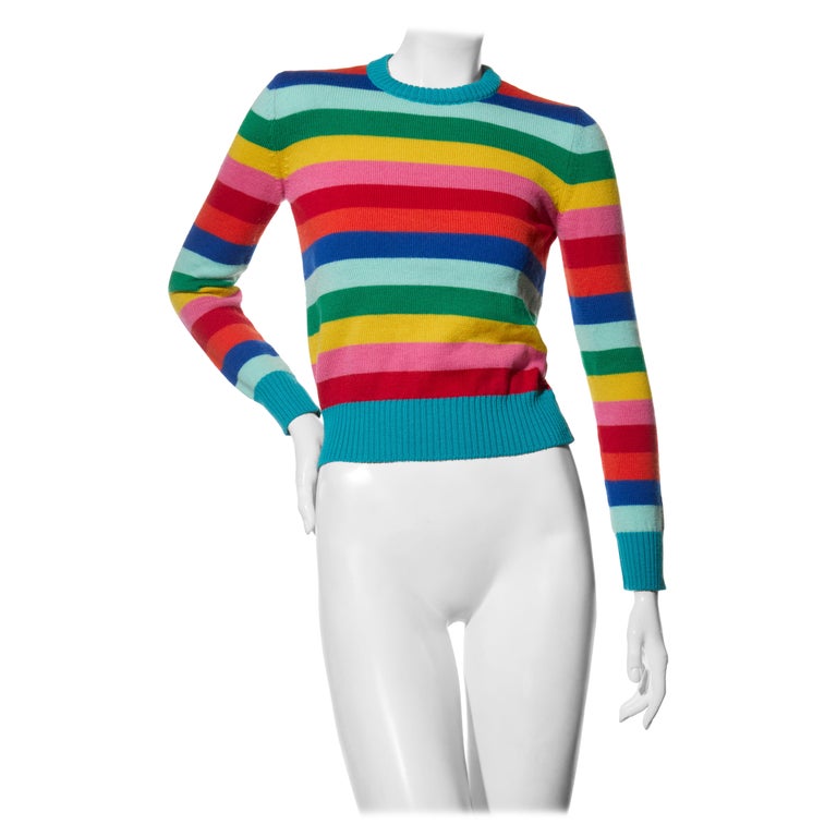 Saint Laurent Maglione in lana a righe arcobaleno collezione 2016