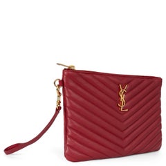 SAINT LAURENT raspberry leather CASSANDRE MATELASSE A5 Pouch Bag
