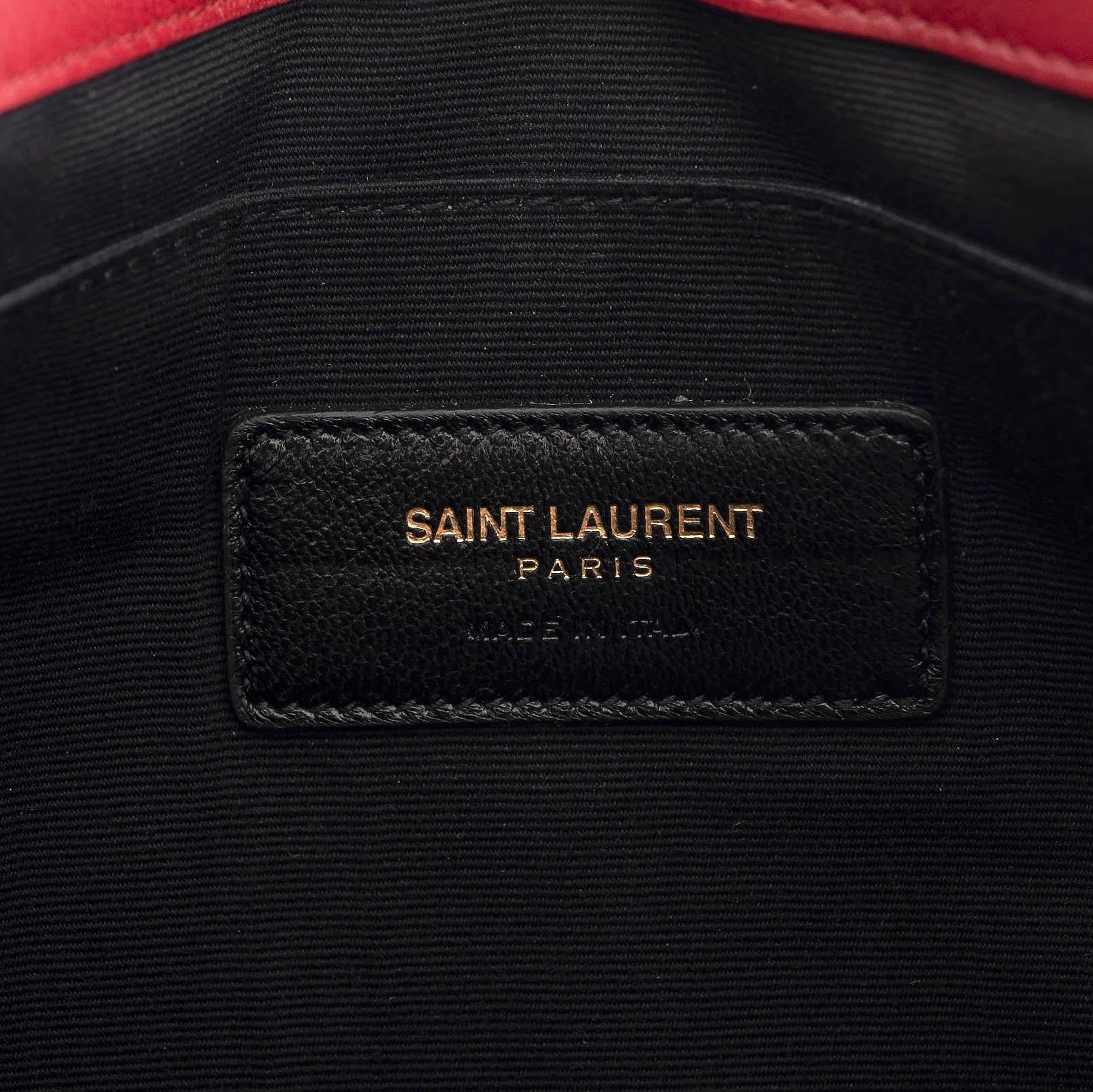 SAINT LAURENT raspberry leather CASSANDRE MATELASSE A5 Pouch Bag For Sale 1