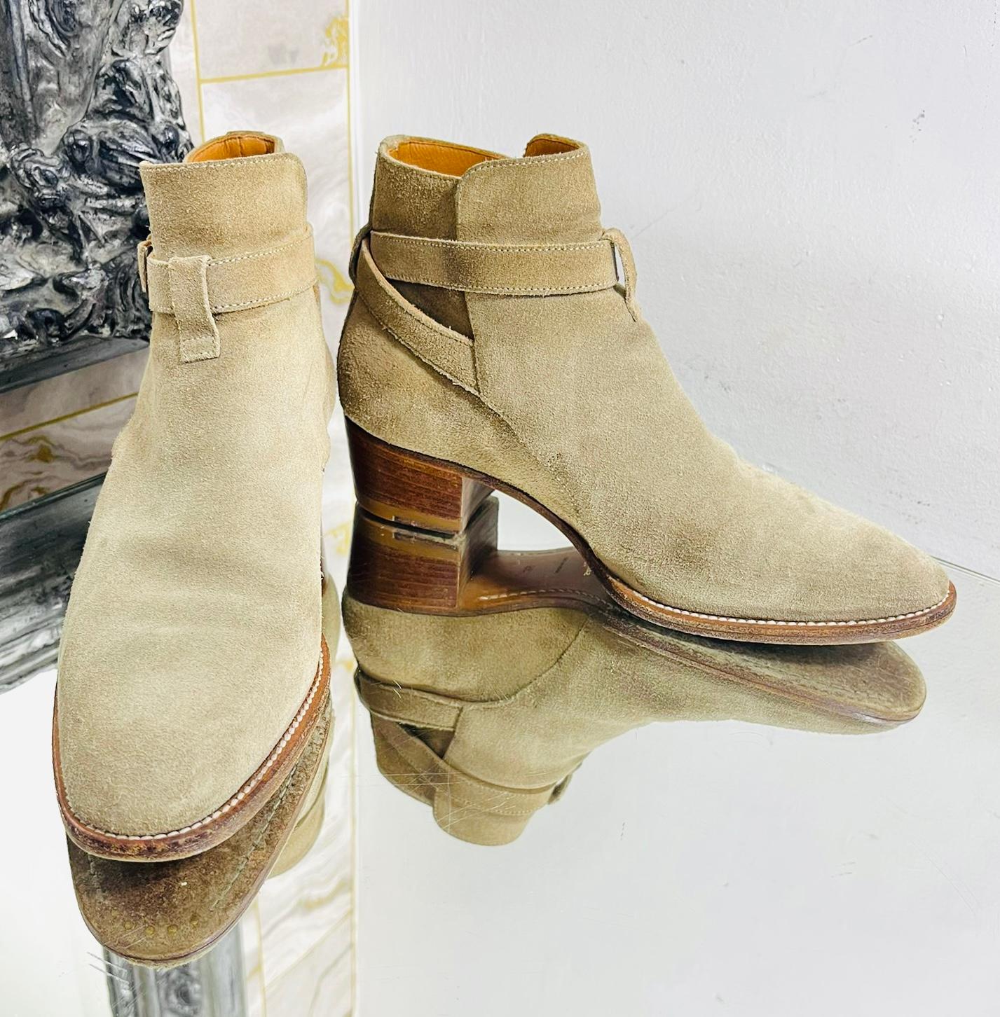 Brown Saint Laurent Ratched Suede Ankle Boots For Sale