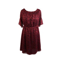 Saint Laurent Red Black Leopard Silk Blend Mini Dress Size 42 F