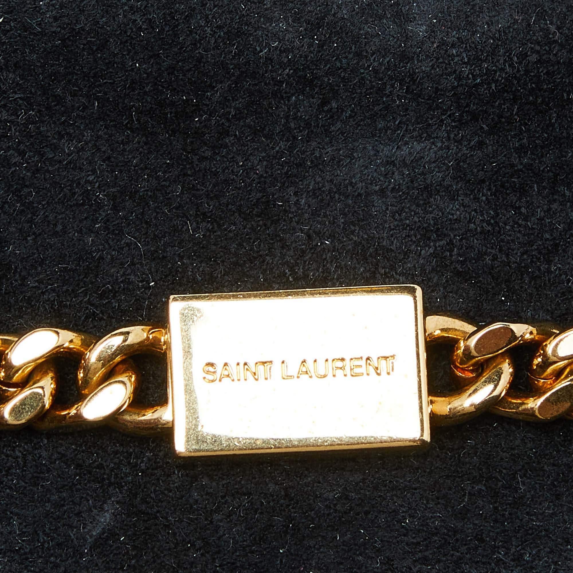 Saint Laurent Red/Black Python Embossed Leather Small Kate Wallet on Chain 2