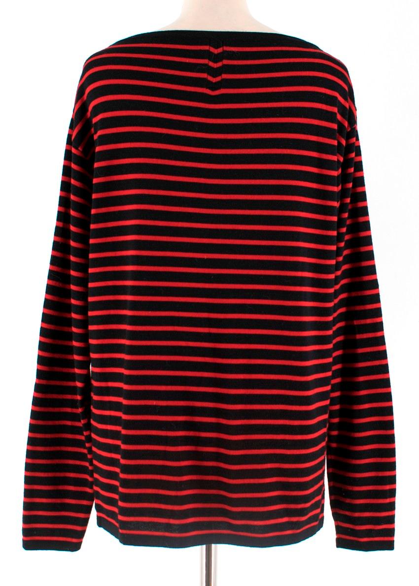 Saint Laurent Red & Black Striped Wool Top - Size S In Excellent Condition For Sale In London, GB