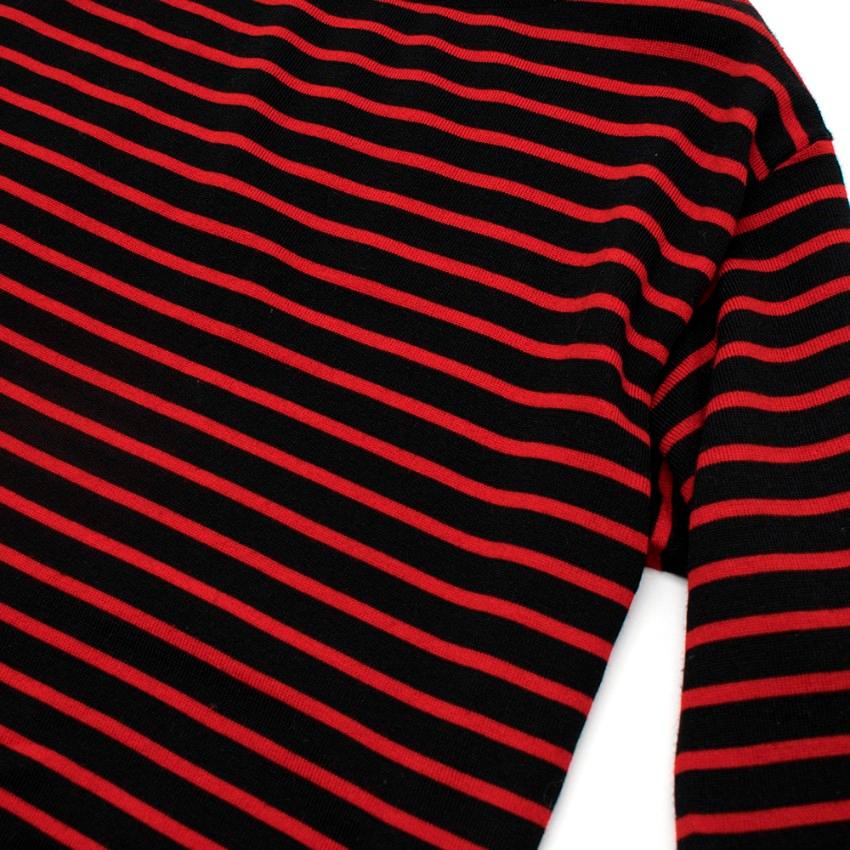 Saint Laurent Red & Black Striped Wool Top - Size S For Sale 2