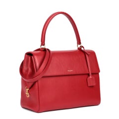 SAINT LAURENT Red Calfskin Leather Top Handle Moujik