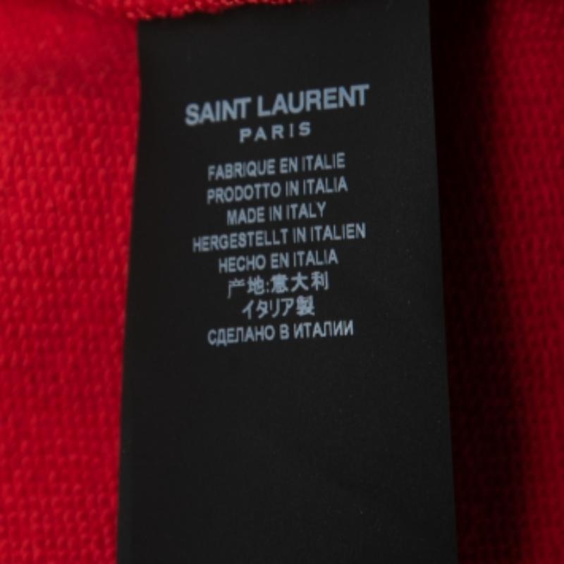 Saint Laurent Red Cotton Long Sleeve Hoodie XL For Sale 2