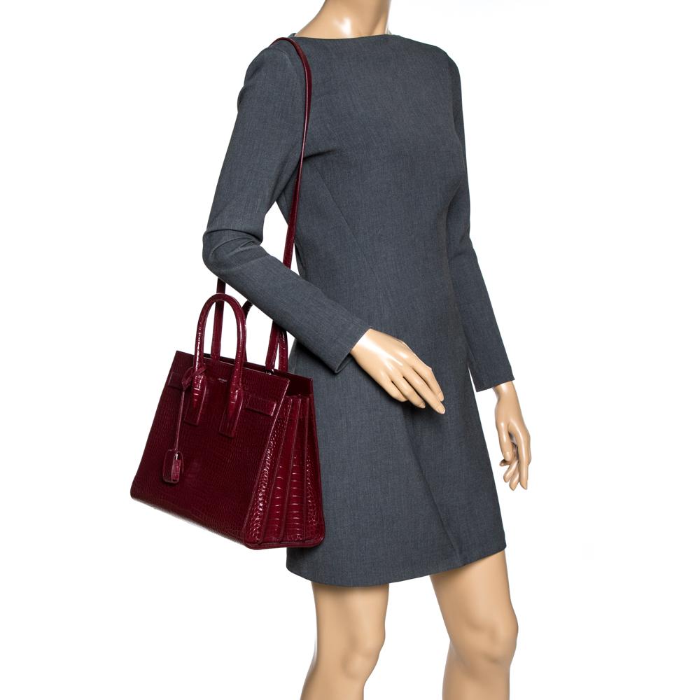 ysl sac de jour red croc