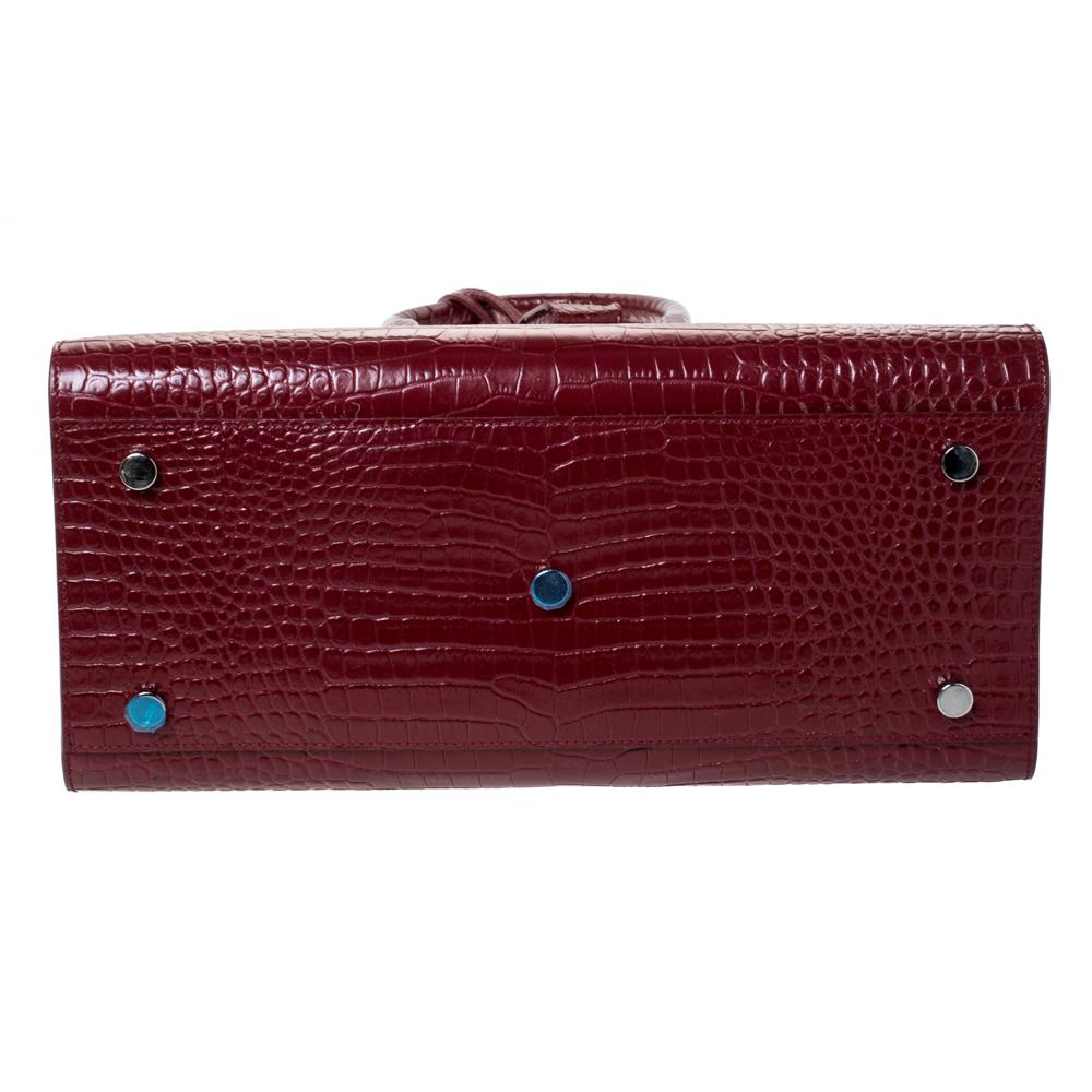 saint laurent paris mini toy shopping in crocodile-embossed leather