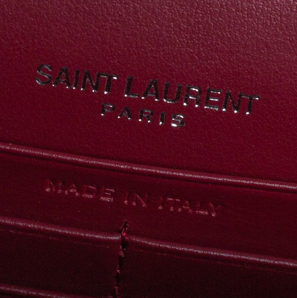 Saint Laurent Red Croc Leather Sunset Crossbody Bag 4