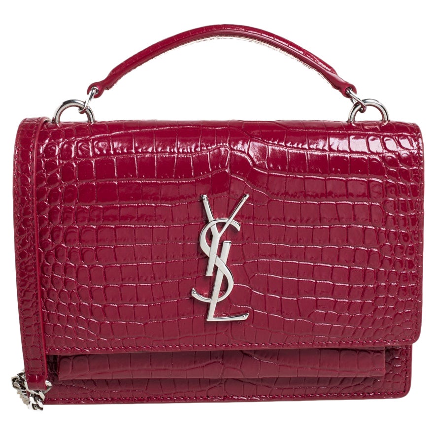 Saint Laurent Crossbody-Tasche aus rotem Croc-Leder