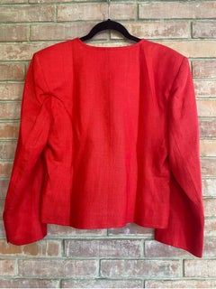 Saint Laurent red crop jacket linen