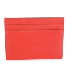 Saint Laurent Red Grain De Poudre Credit Card Case