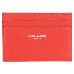 Saint Laurent Red Grain De Poudre Credit Card Case