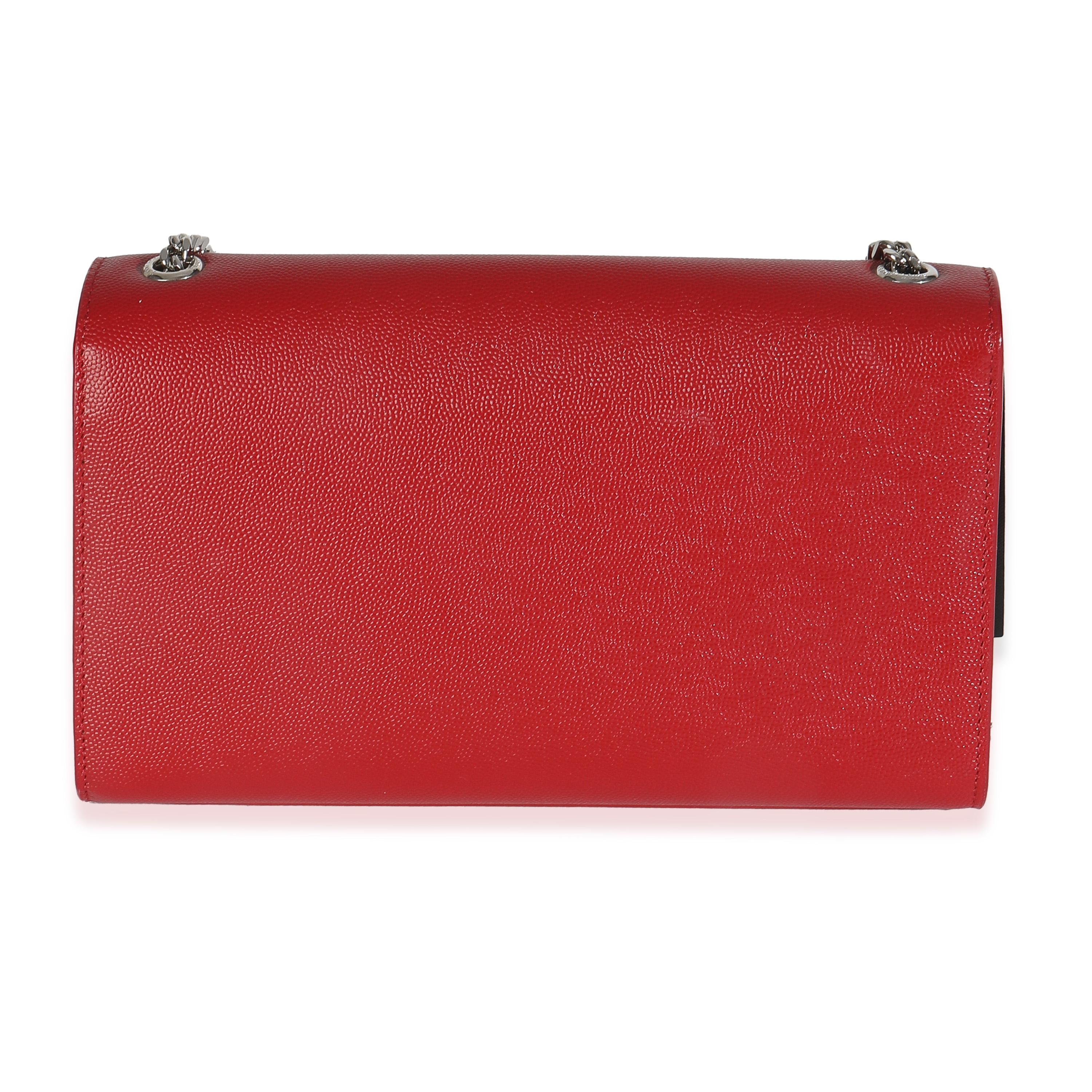 Listing Title: Saint Laurent Red Grain De Poudre Medium Kate Tassel Satchel
SKU: 147085
Condition: Pre-owned 
Handbag Condition: Excellent
Condition Comments: Item is in excellent condition and displays light signs of wear.   Minor scratches along