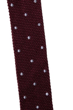 Saint Laurent, red knitted tie with polkadot print