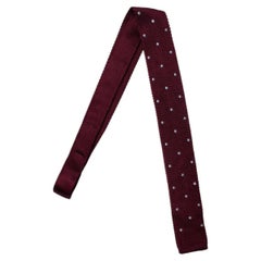 Saint Laurent, red knitted tie with polkadot print