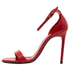 Saint Laurent Red Leather Amber Sandals Size 40