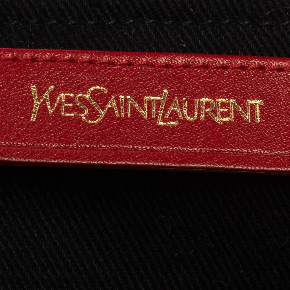 Saint Laurent Red Leather And Canvas Medium Muse Two Top Handle Bag 3