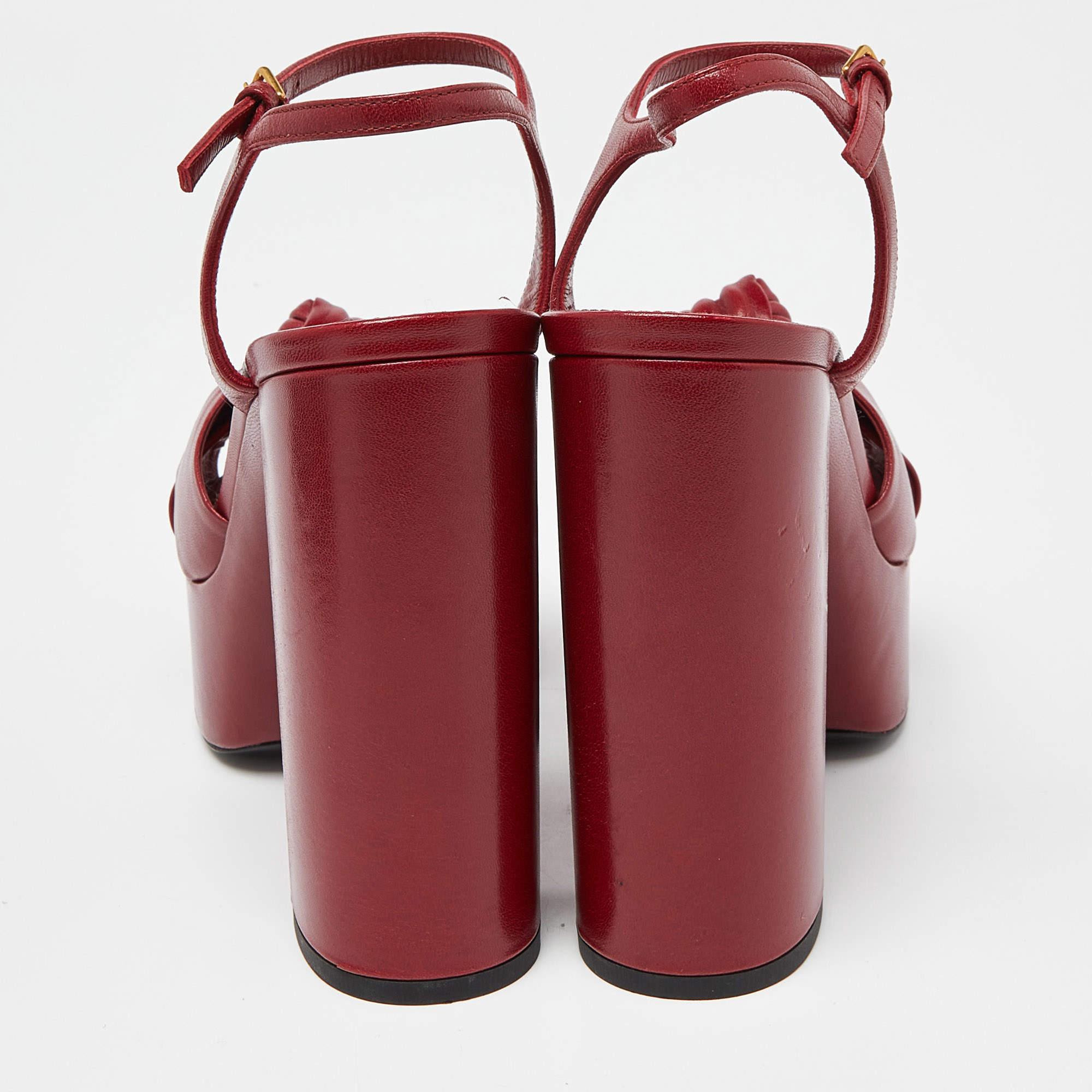 Saint Laurent Red Leather Bianca Sandals Size 37.5 1