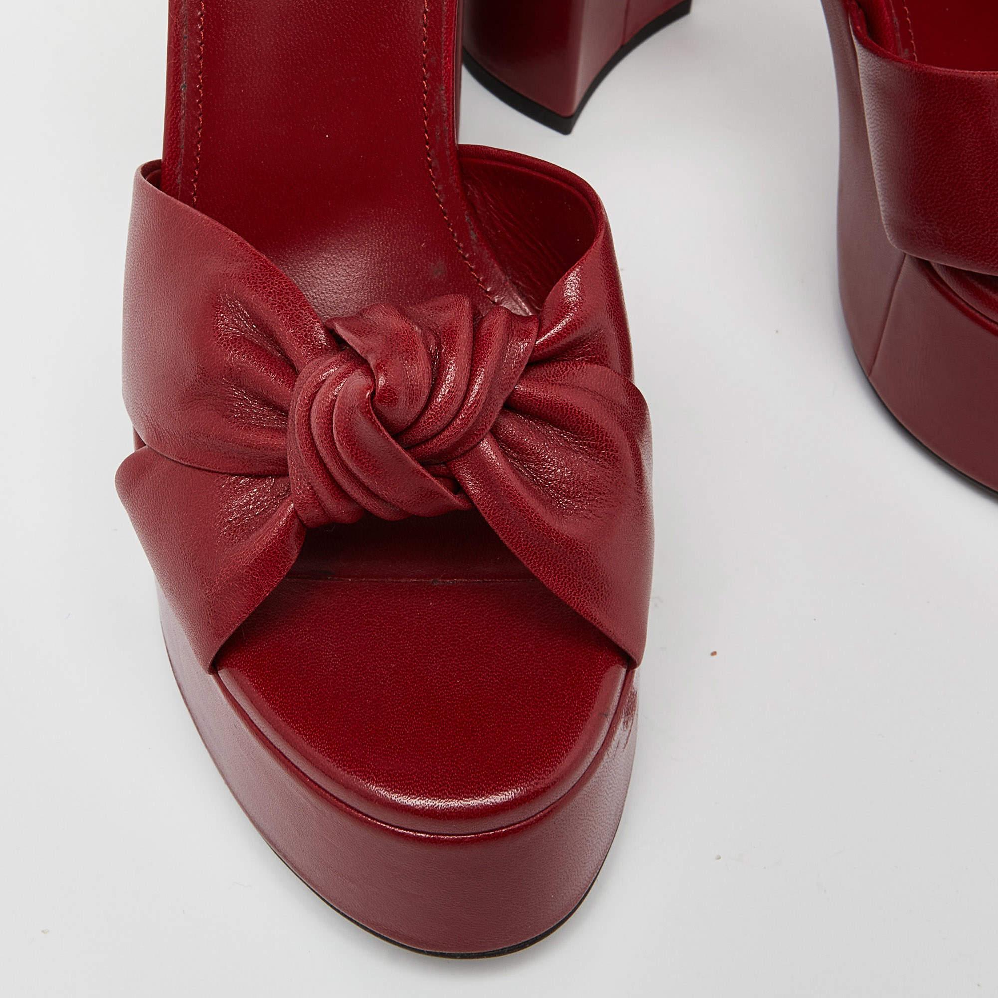 Saint Laurent Red Leather Bianca Sandals Size 37.5 3