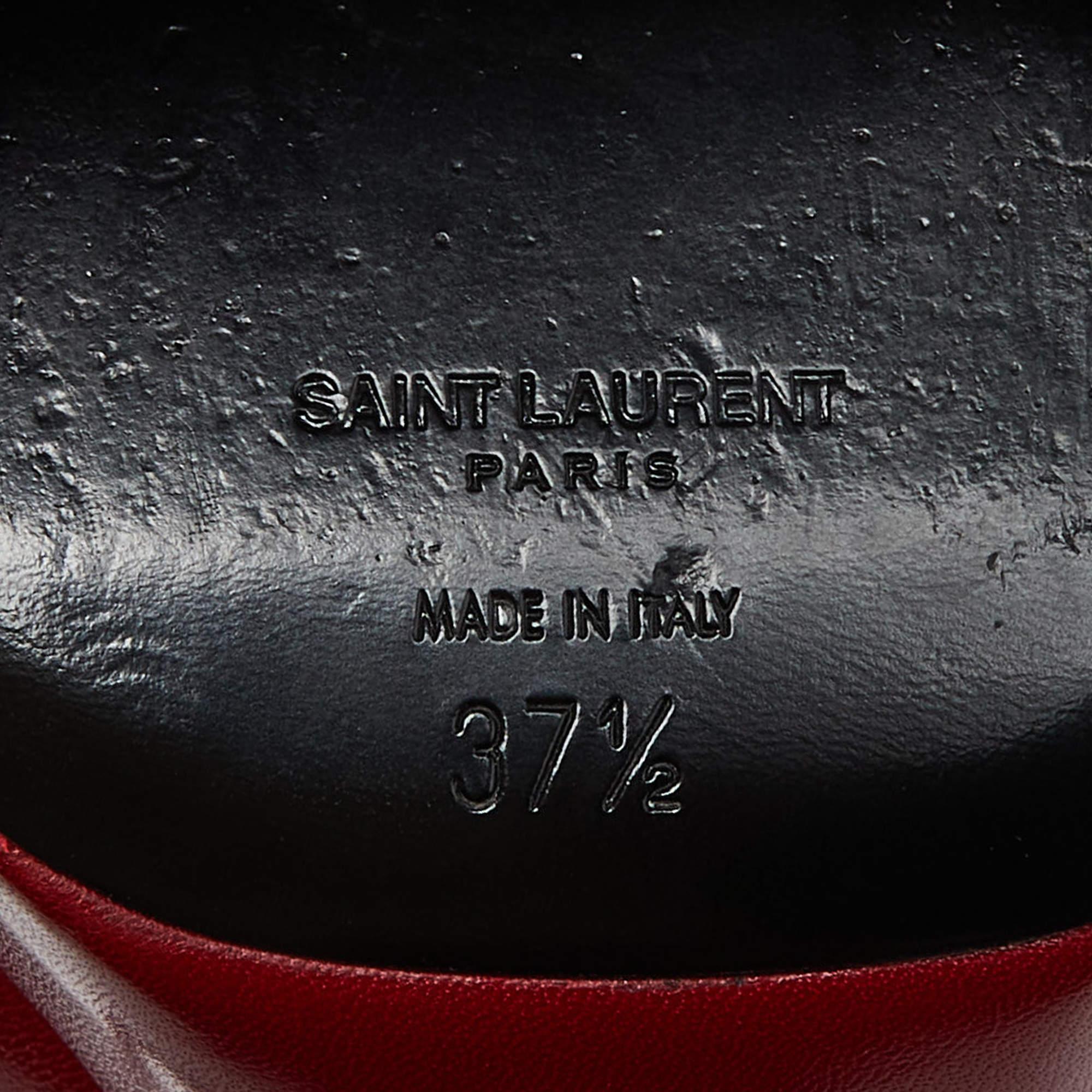 Saint Laurent Red Leather Bianca Sandals Size 37.5 4