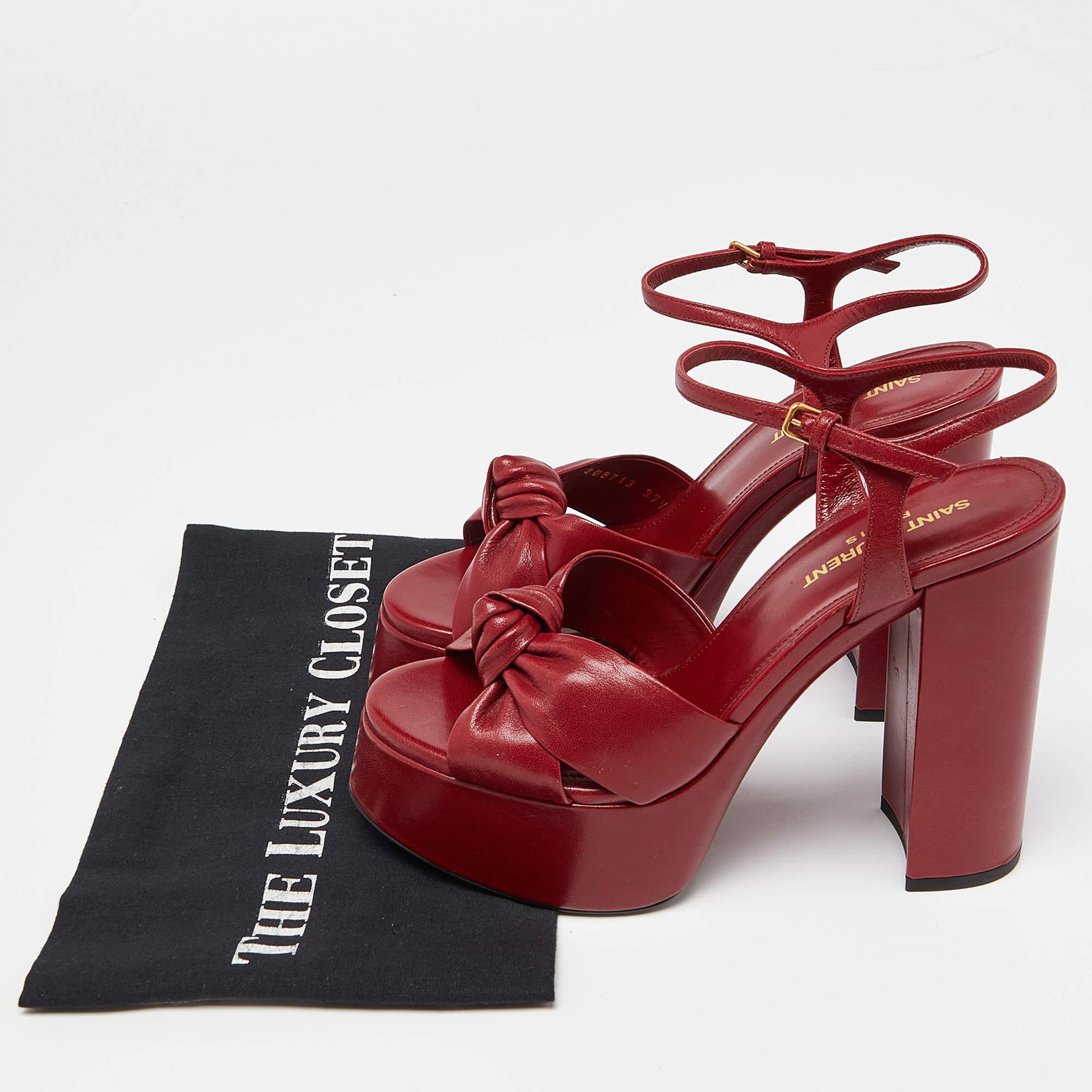 Saint Laurent Red Leather Bianca Sandals Size 37.5 5