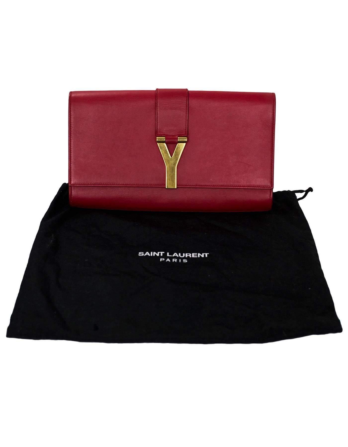 Saint Laurent Red Leather Cabas ChYc Clutch Bag 6