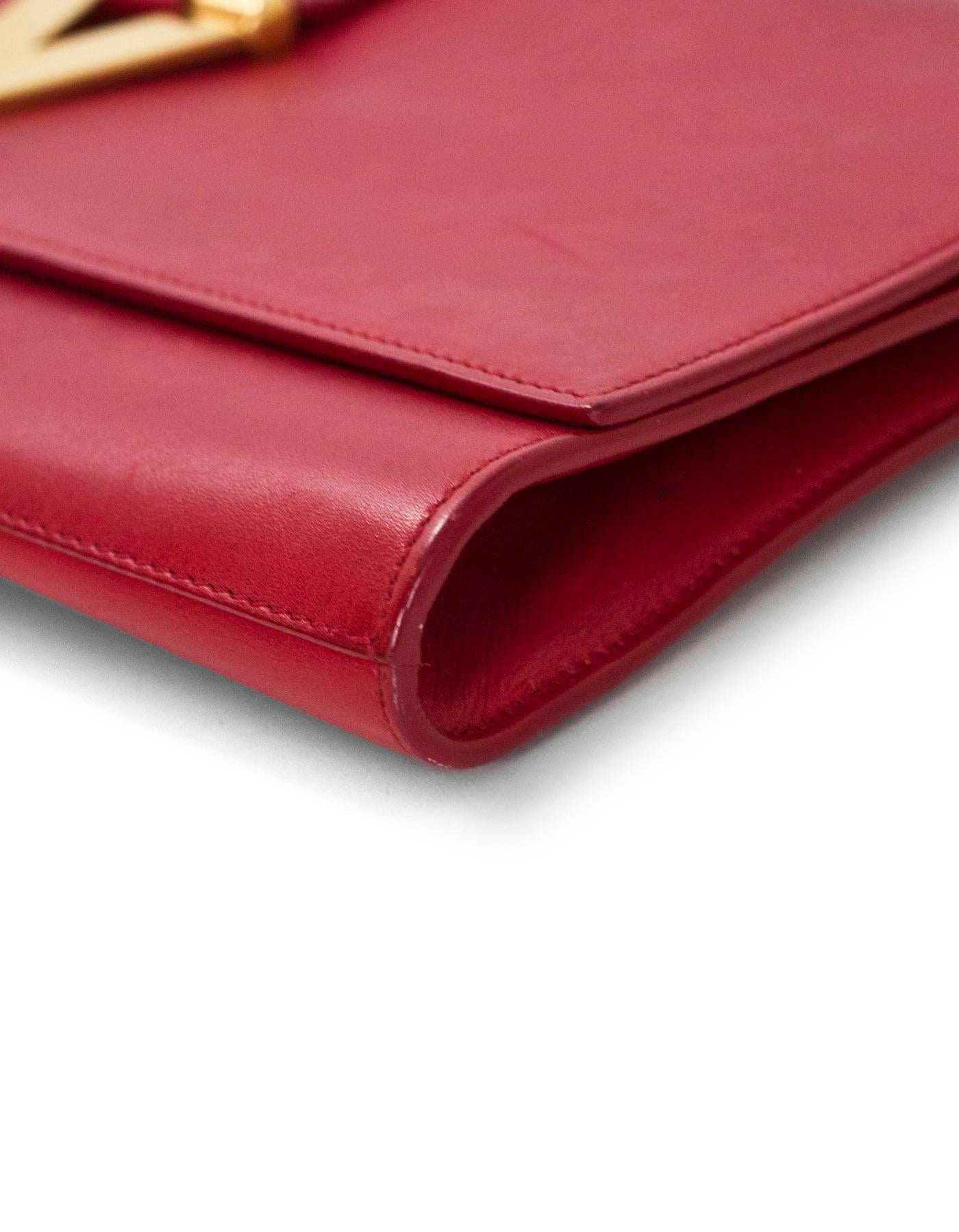 Saint Laurent Red Leather Cabas ChYc Clutch Bag 1