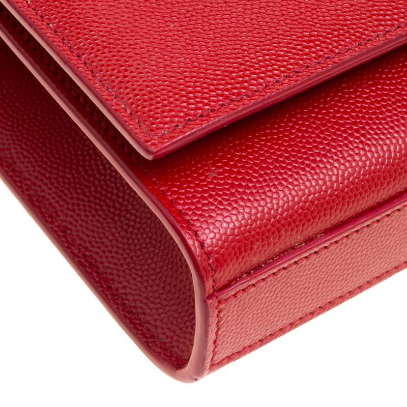 Saint Laurent Red Leather Cassandre Clutch 5