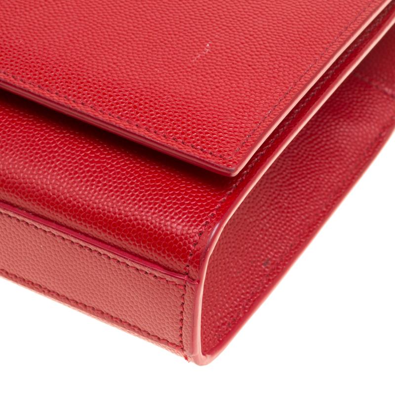 Saint Laurent Red Leather Cassandre Clutch 6