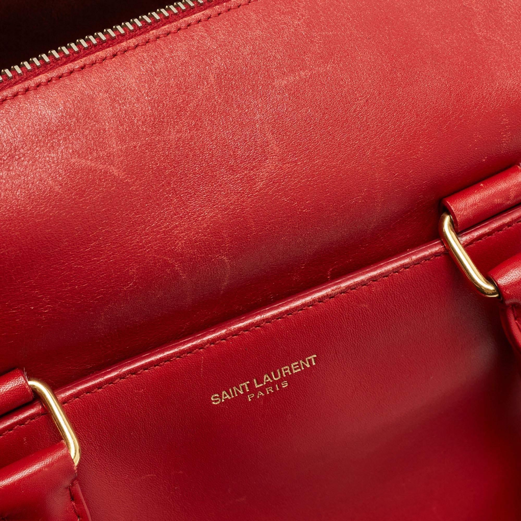 Saint Laurent Red Leather Classic 6 Duffle Bag 8